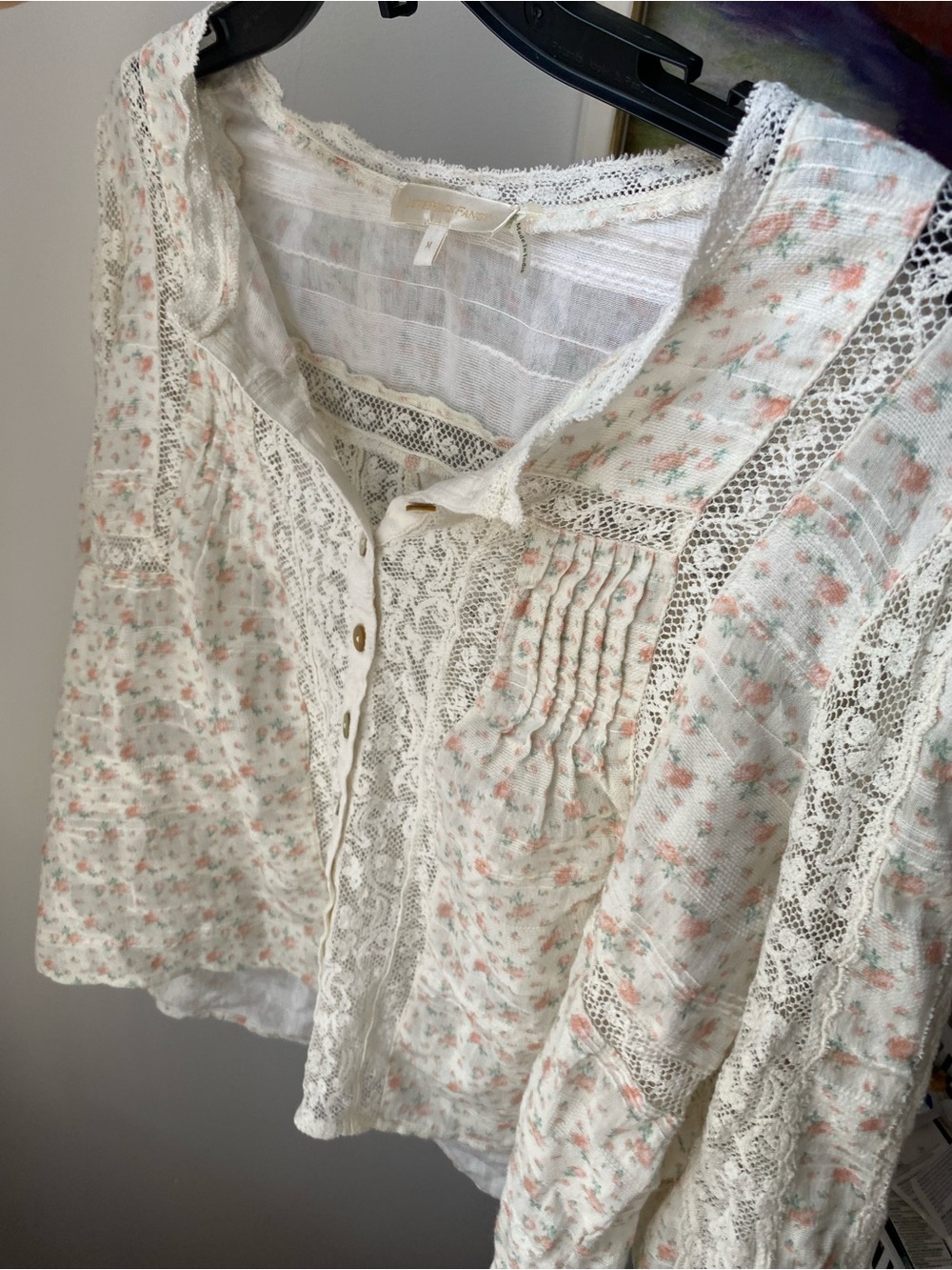 Loveshackfancy floral lace Cotton Blouse M - Picture 4 of 7